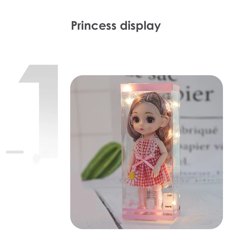 HOT SALE 6 Inch Lighted Princess Doll BJD 1/12 Doll With Clothes And Shoes Movable Joints Cute Sweet Face Girl Gift Child Toys