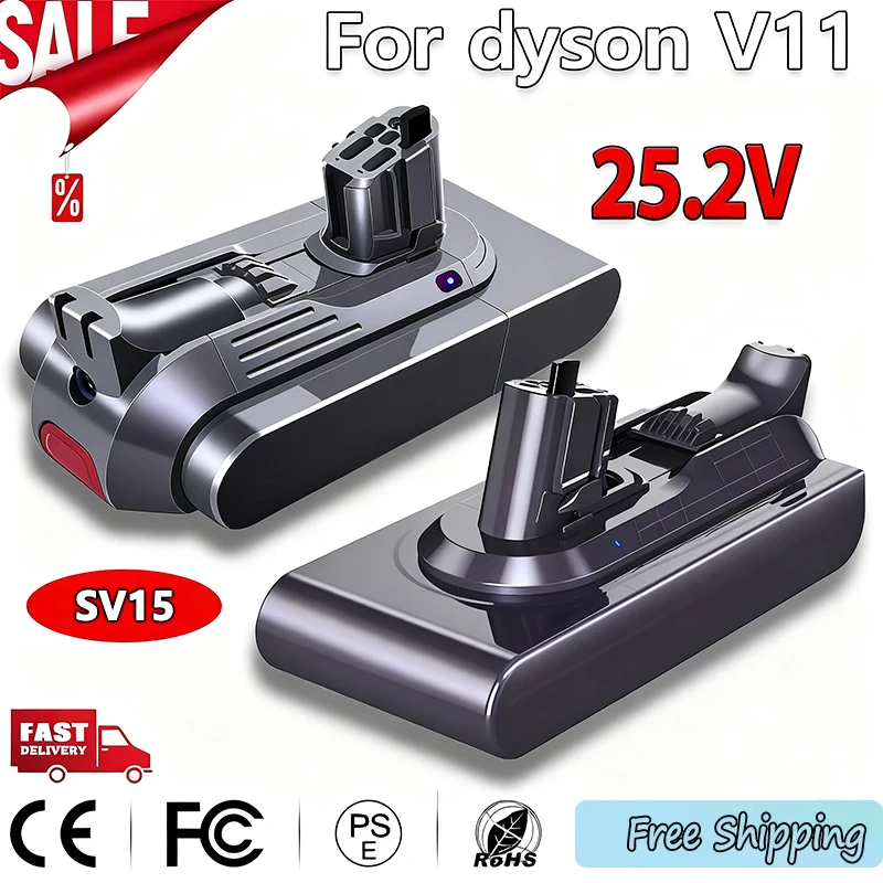 25.2V 6.8Ah/9.8Ah Battery For Dyson V11 SV15 SV16 SV17 SV18 SV22, Absolute Animal Fluffy Vacuum Cleaner Rechargeable Battery