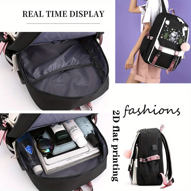 قطعة واحدة من حقيبة ظهر Eeyore & s متوافقة مع الكمبيوتر اللوحي/الكمبيوتر المحمول، حقيبة كتب ذات سعة كبيرة مع طباعة Eeyore، حقيبة سفر خفيفة الوزن لـ & (2D