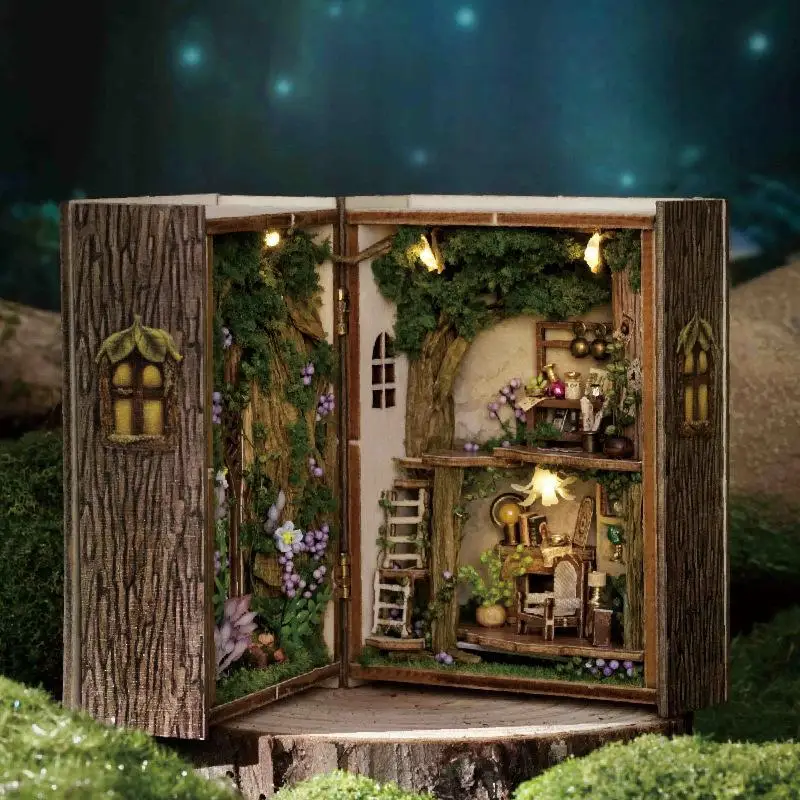 ชุดประกอบลูกบาศก์ไม้ 3 มิติแบบพลิกหน้าได้ OUZEY - รุ่นป่ามหัศจรรย์ ลูกบาศก์ปริศนาขนาดเล็ก แบบไม่ต้องใช้กาว ตัดแต่งสำเร็จรูป ของขวัญลูกบาศก์มหัศจรรย์สร้างสรรค์