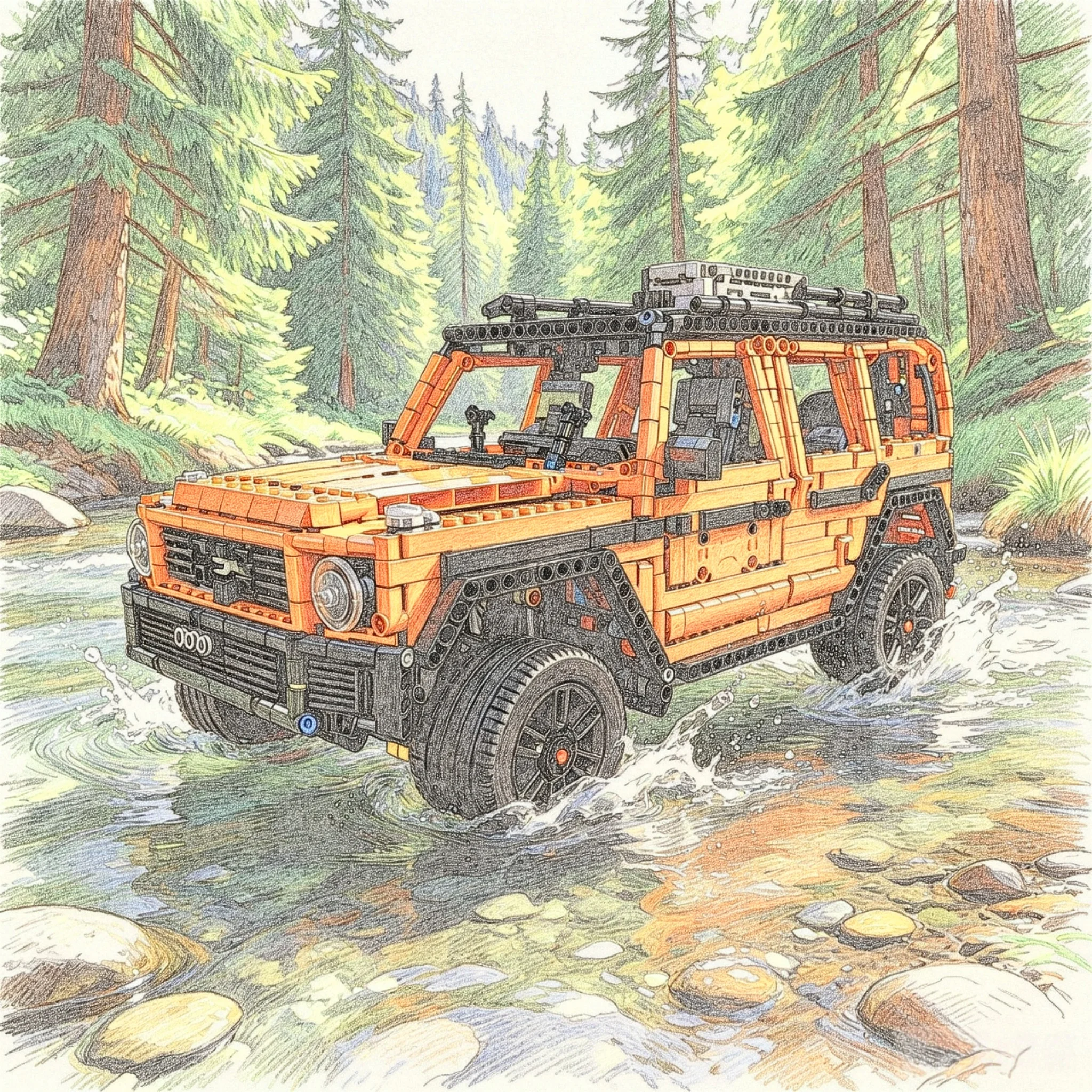 

Popular creative MOC technology group building blocks off-road vehicle puzzle assembly mechanical vehicle model holiday gift toy