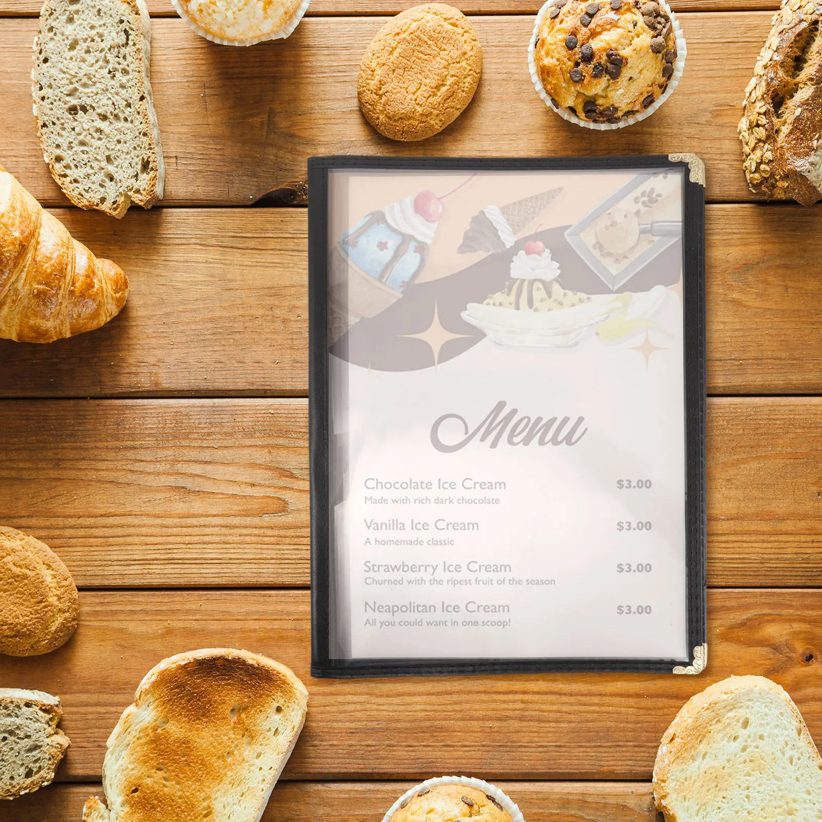 5 Pages Transparent Loose Leaf Menu Binder PVC Cover Refillable Protective Folder Restaurant Supplies Cafe Diner Food Service
