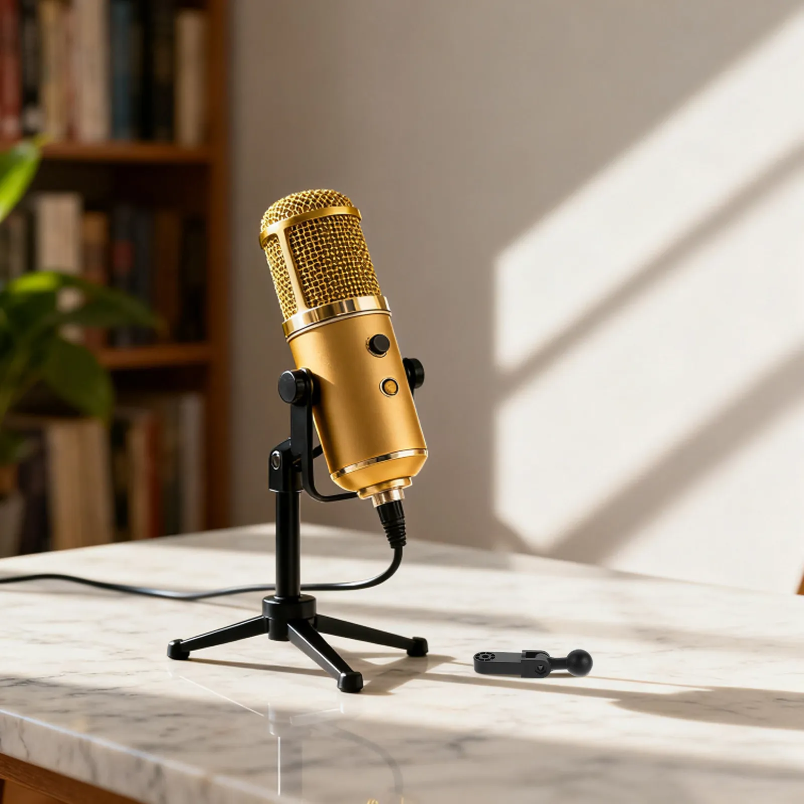 Sturdy Microphone Stand with Flexible Boom Arm Adjustable Height Desktop Mic Holder for Podcasters Streamers Musicians Singers