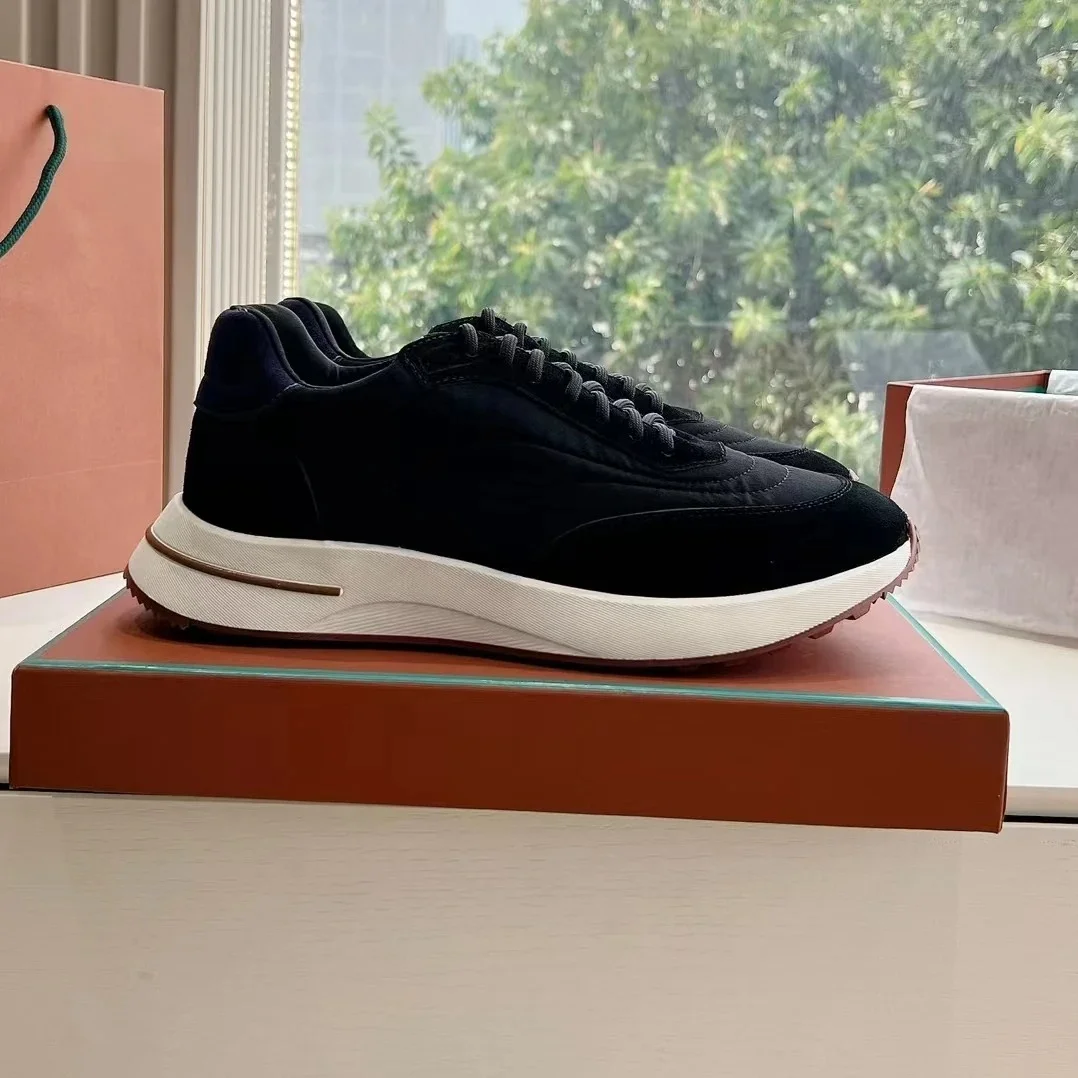 

2025 Newest Autumn Cow Suede Round-toe Thick Sole Lace-Up Casual Sneakers Shoes Athletic Shoes Mix Colors Sewing Tennis Flats