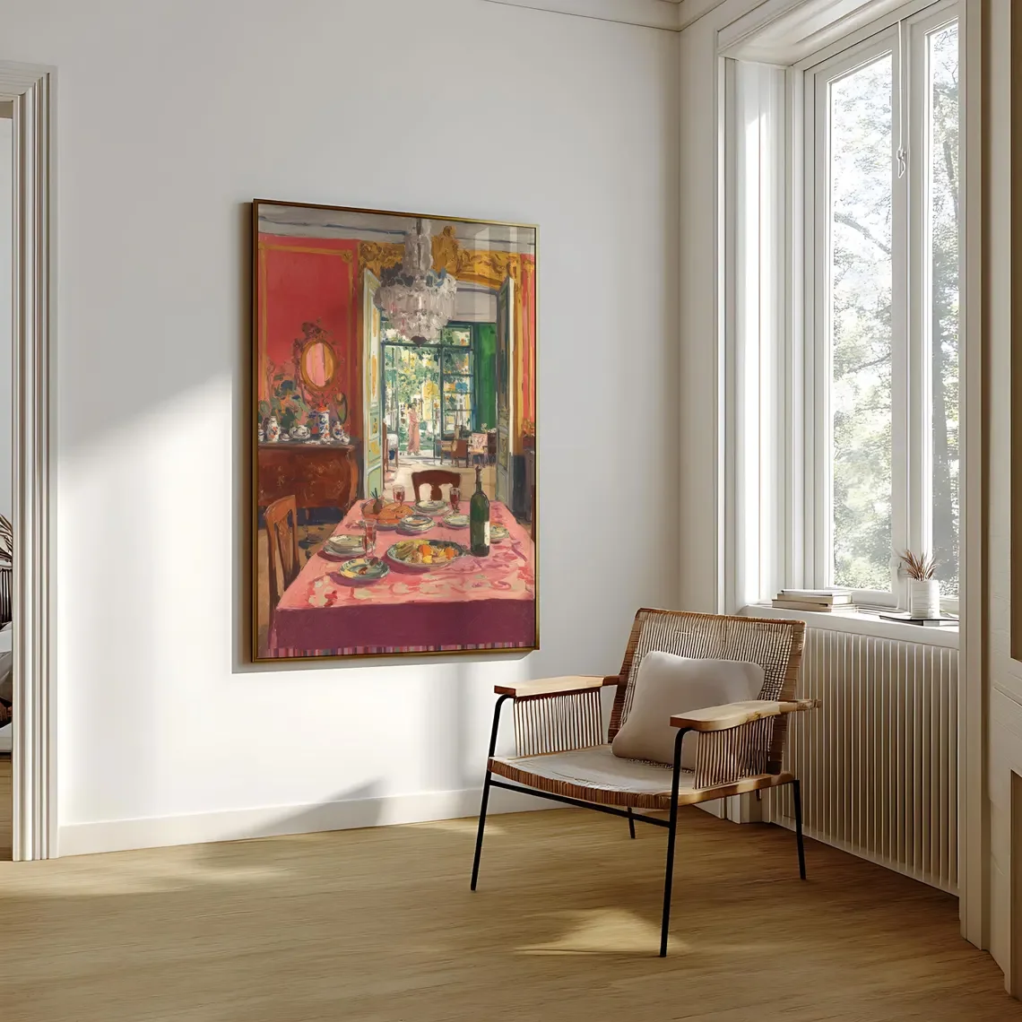 "Vibrant French Interiors Oil Painting Print – Post-Impressionist Red Dining Room Wall Art, Eclectic Decor for Kitchen, Dining R image 2