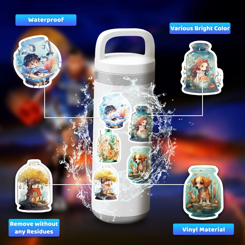 50 قطعة زجاجات الحلم والتمنيات من كل شيء في ملصقات زجاجة لعلبة الهاتف شارات للأطفال هدية متجر ملصقات BulingBuling