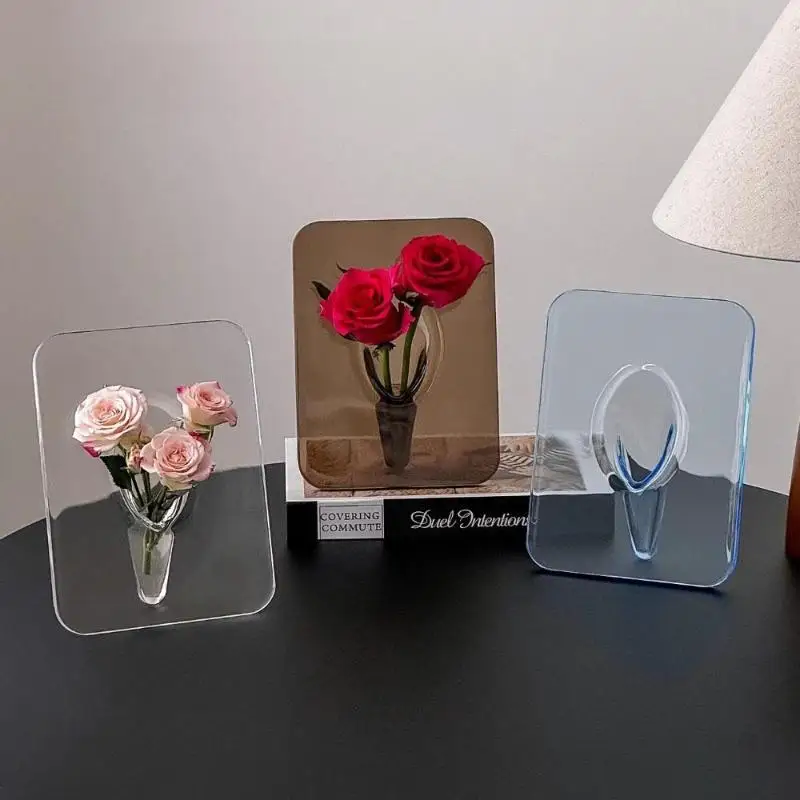 Instagram-Style Photo Frame Vase Simple Transparent Acrylic For Hydroponic Flower Arrangement Entryway Vase Living Room Ornament