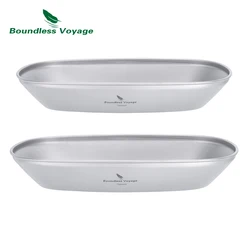 Boundless Voyage Titanium Fish Plate Fruit Tray Dish with Carry Bag Outdoor Camping Portable Tableware