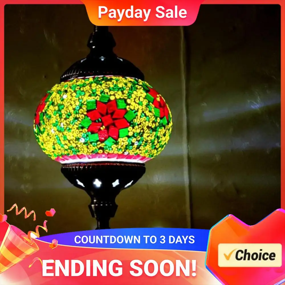 Mosaic Pendant Light Turkish Moroccan Mosaic Hanging Ceiling Lamp E27 Restaurant Club Single Head Chandelier for Bar Home Hotel