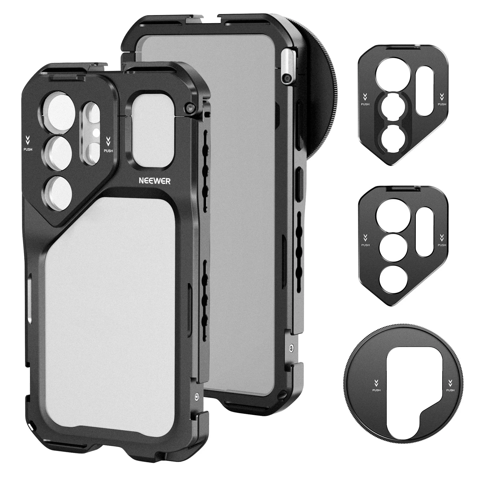 NEEWER S26 Ultra Klatka na Telefon Stabilizator do Filmowania Zestaw Vlog z 3x Płytą Tylną na Filtry 67mm, Obiektywem 17mm do Telefonu i Obiektywem z Mocowaniem T-Mount — zdjęcie produktu 7