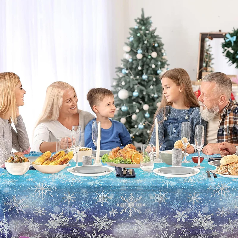 Blaue Schneeflocke Einweg-Party-Tischdecke Schnee Eis Einfrieren Thema Geburtstag Party Dekorationen Weihnachten Navidad Notal Home Tischdekorationen