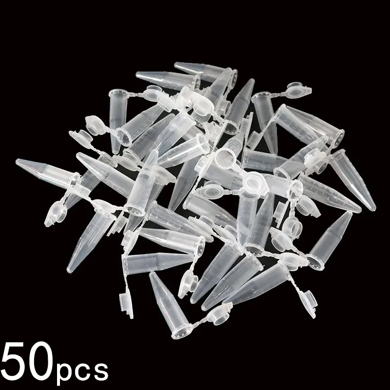 

Microcentrifuge Tubes With Snap Cap 0.2/0.5/1.5ml 50pcs Polypropylene Graduated Not Sterilized Clear Plastic Small Vials