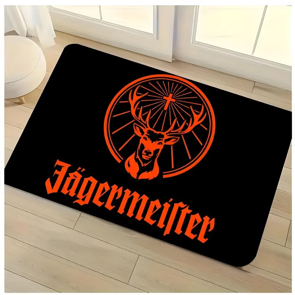 Alfombra de suelo con estampado de alcohol y licores a base de hierbas alemanas J-Jagermeister, alfombra de franela absorbente lavable, alfombra antideslizante para interior