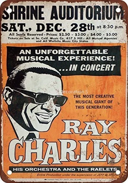 

Ray Charles Tin Sign art wall decoration,vintage aluminum retro metal sign,,coffee wall decoration