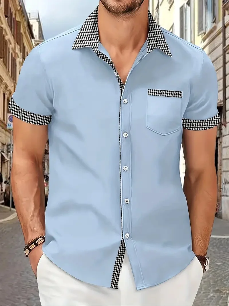 Men\'s casual fashion printed short sleeve shirts, summer vacation men\'s shirts for business vacation beach, men\'s tops