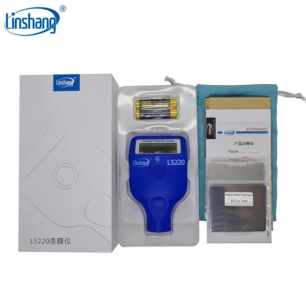 Paint Coating Thickness Tester 0-2000μm 0.1μm Fe NFe Probe Gauge LS220 for Auto Car Paint Film Thickness Gauge -20℃ LCD Screen