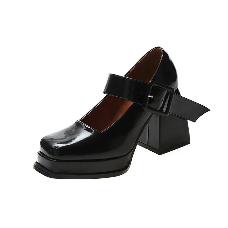 2024 New Retro Mary Jane High Heels Women Shoes Fashion Chunky Heel Pumps Platform Ankle Buckle Japanese Uniform Ladies Shoes