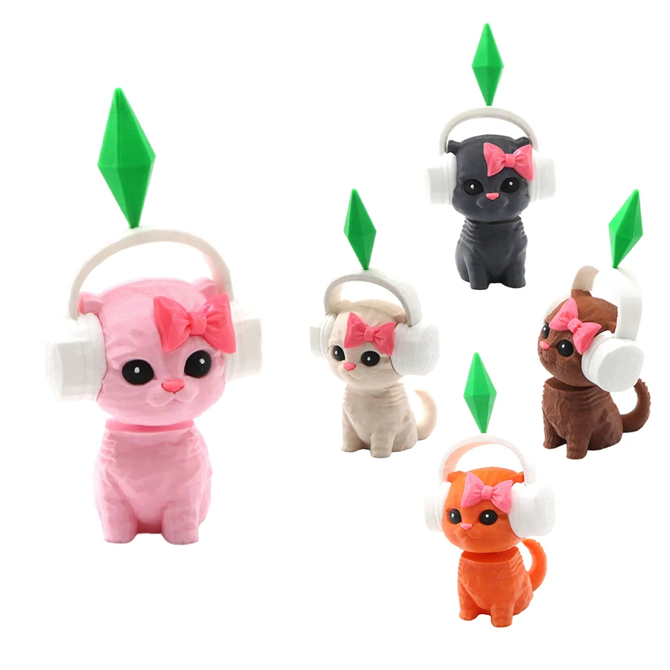 Accesorio para Auto con Figura de Gato Bailarín, Inspirado en The Sims, Modelo Impreso en 3D para Interiores de Auto o Escritorio, Linda Figura de Gato