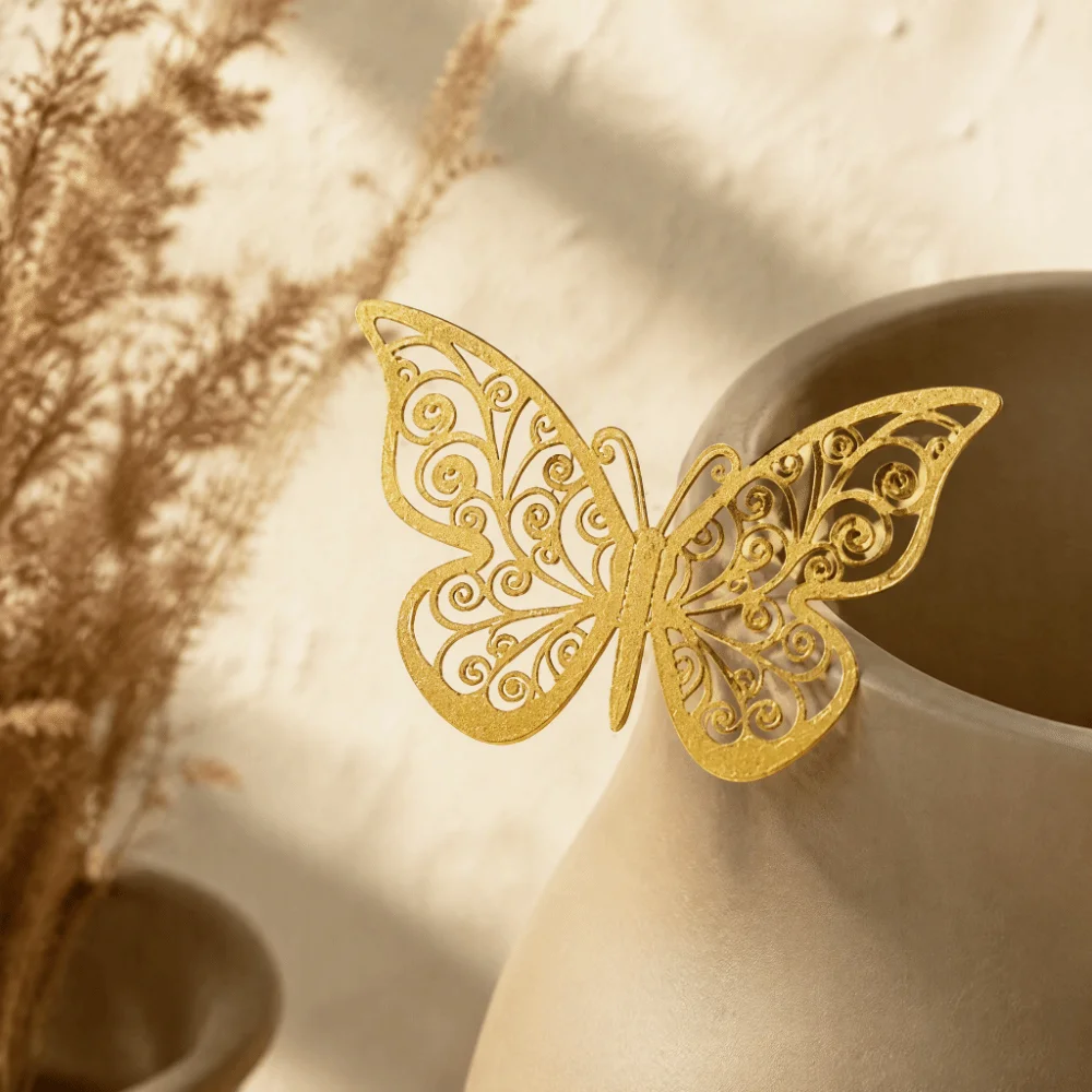 72Pcs Hollow Design Butterfly Wall Stickers 3 sizes Easy Cleaning 3D Butterfly Sticker Vivid Color Hollow Butterfly Sticker