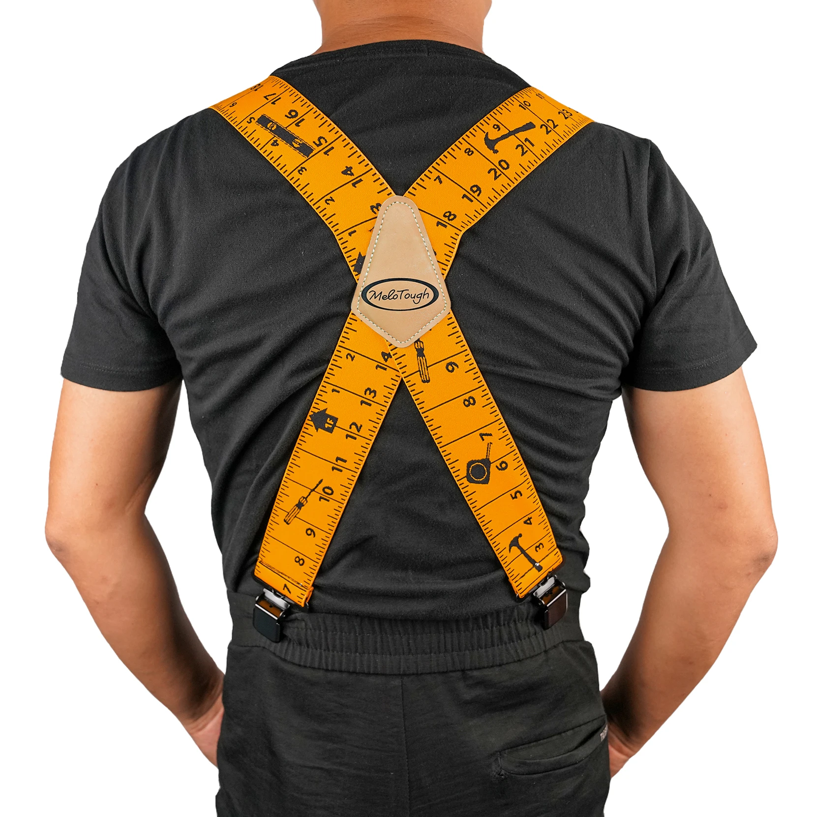 Tirantes Tirantes elásticos y ajustables de 2" de ancho en forma de X con clips muy fuertes - Tirantes resistentes con cinta métrica para hombres