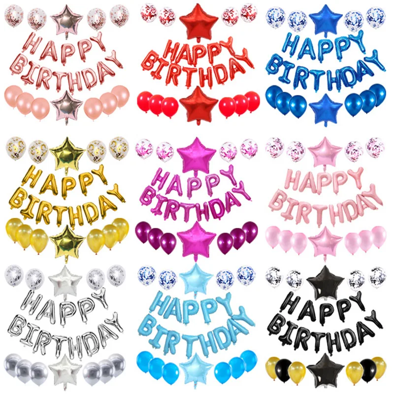 

25pcs Birthday Balloon Rose Gold Color Foil Letter Balloons Set Happy Birthday Decoration Globos Kids Party Supplies