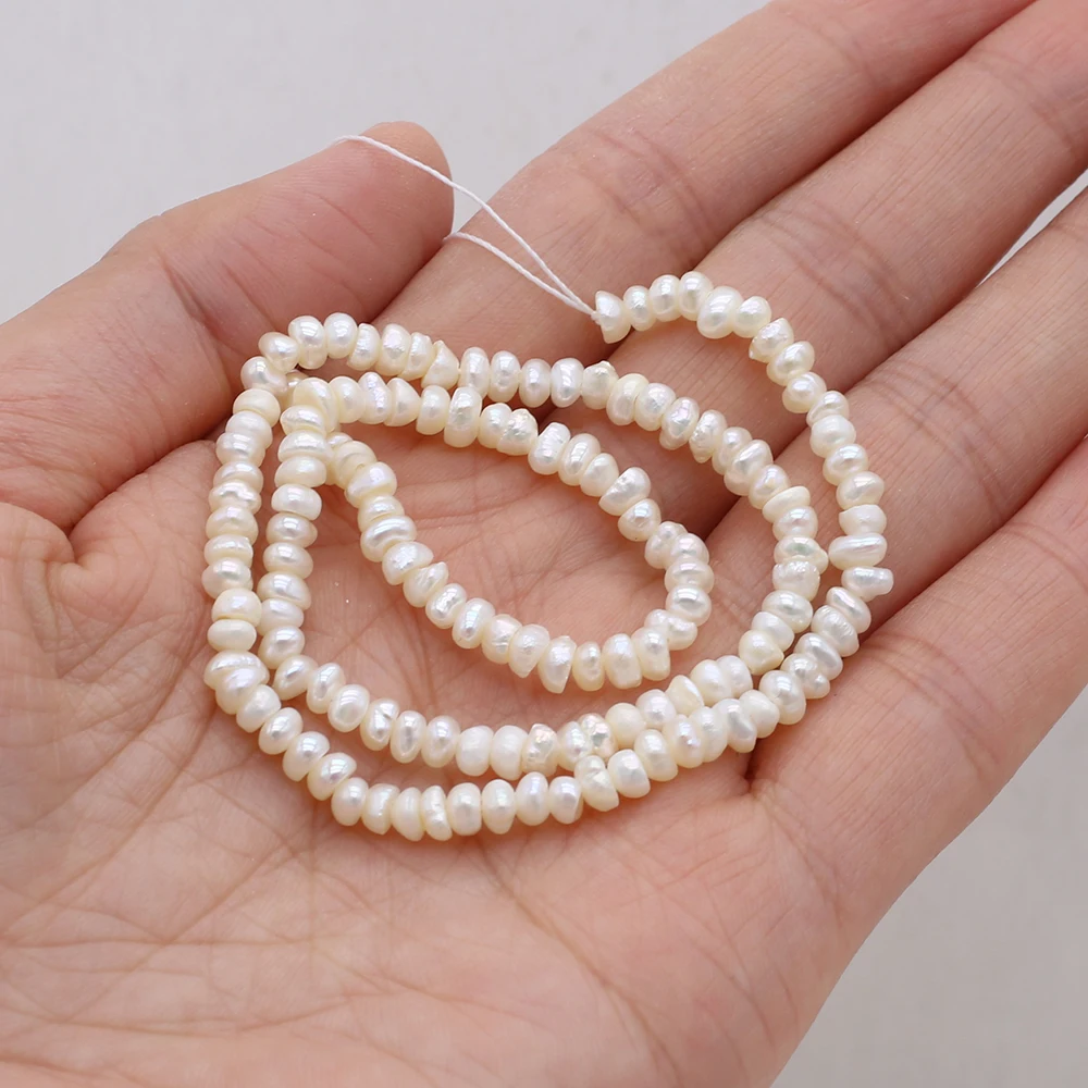 

3-4mm Natural Freshwater Cultured Pearl Beads Loose Small Flat Pearl Bead for DIY Elegant Necklace Bracelet Jewelry Findings