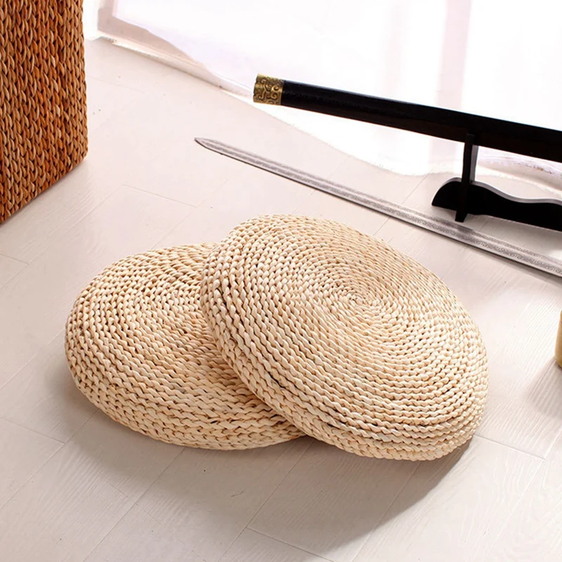 Round Natural Pouf Hand-Made Weaving Cushion Fill The Silk Floss Pillow Soft Yoga Chair Seat Mat Tatami Window Pad