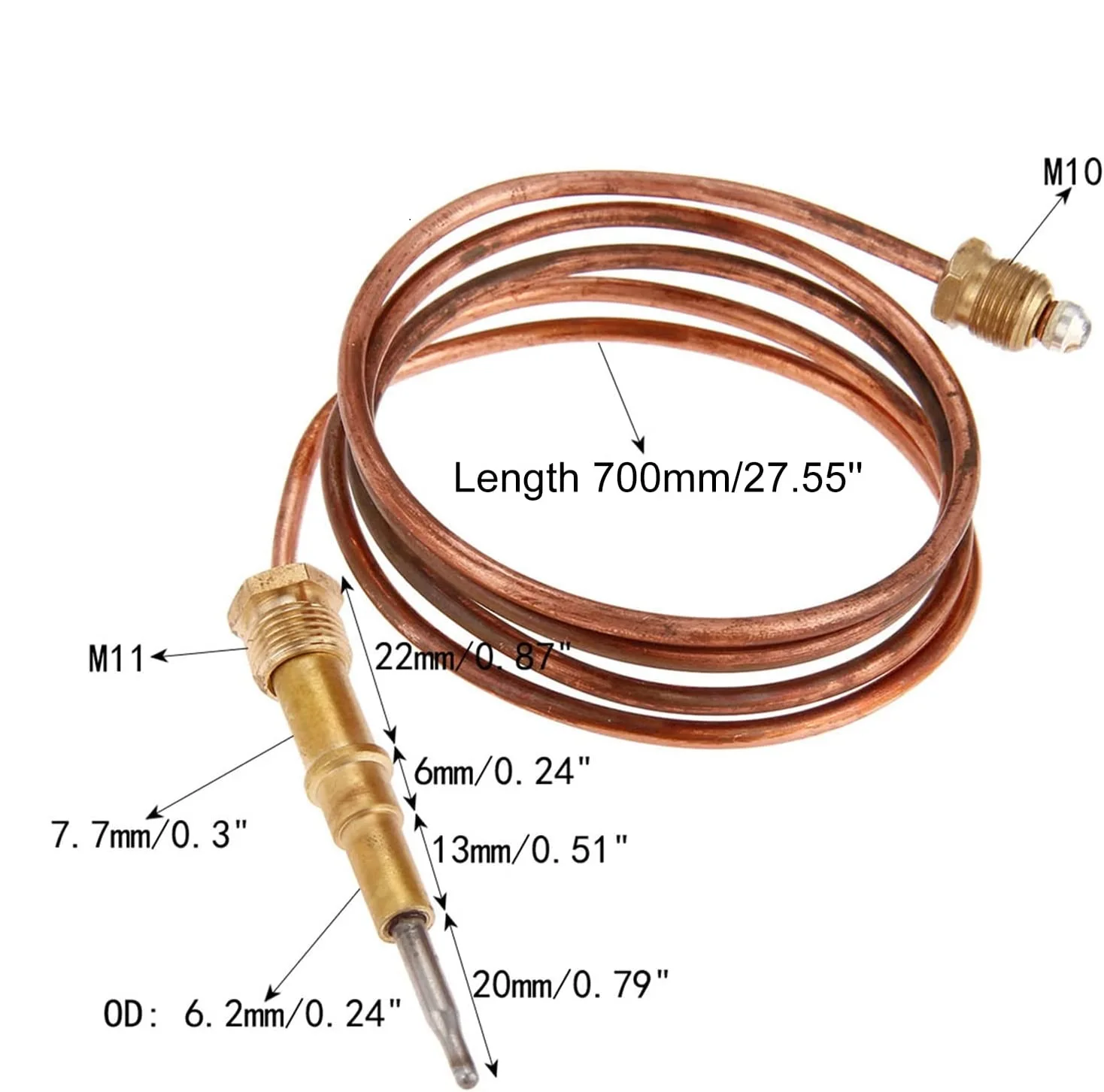 Universal Gas Thermocouple 27.5 Inch  M11/M10  Fireplace Gas Thermocouple Fire Pit Grill Stove For Outdoor Gas Patio Heater Kit