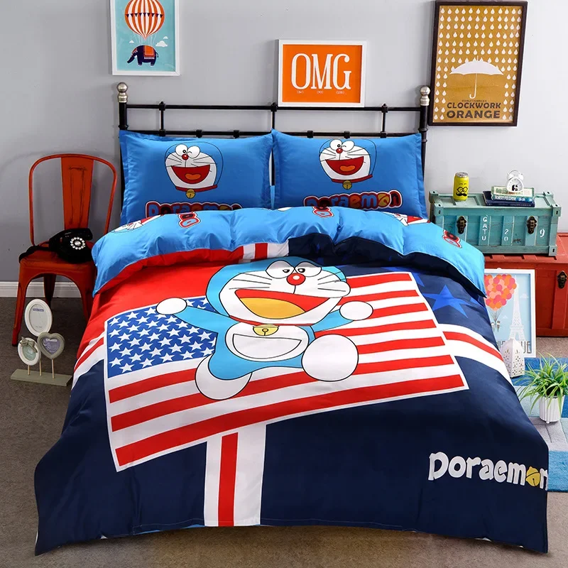 Doraemon children bedding set cartoon sheet duvet cover pillowcase Dingdang Cat princess boy girl quilt cover counterpane