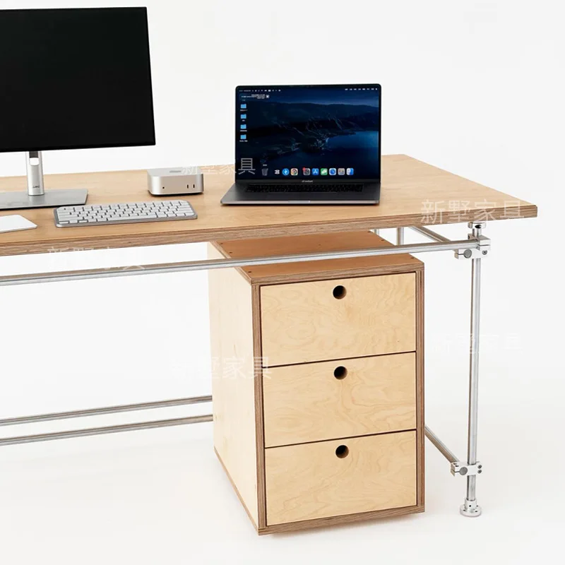 Ocean board birch computer desk stainless steel optical axis desktop computer desk rectangular single workbench