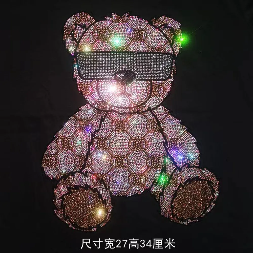 Pink Bear fashion large cloth paste hot diamond Sequin DIY clothes T-shirt decorative patch clothing accessories