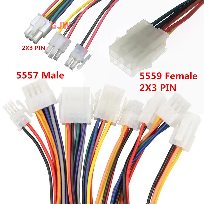 2PCS 30CM 5556 5557 5559 2*2/3/4/5/6/8/10 PIN connector male female plug with wire cable 4.2MM PITCH 18AWG 2X1/2X3/2X4/2X5/2x6