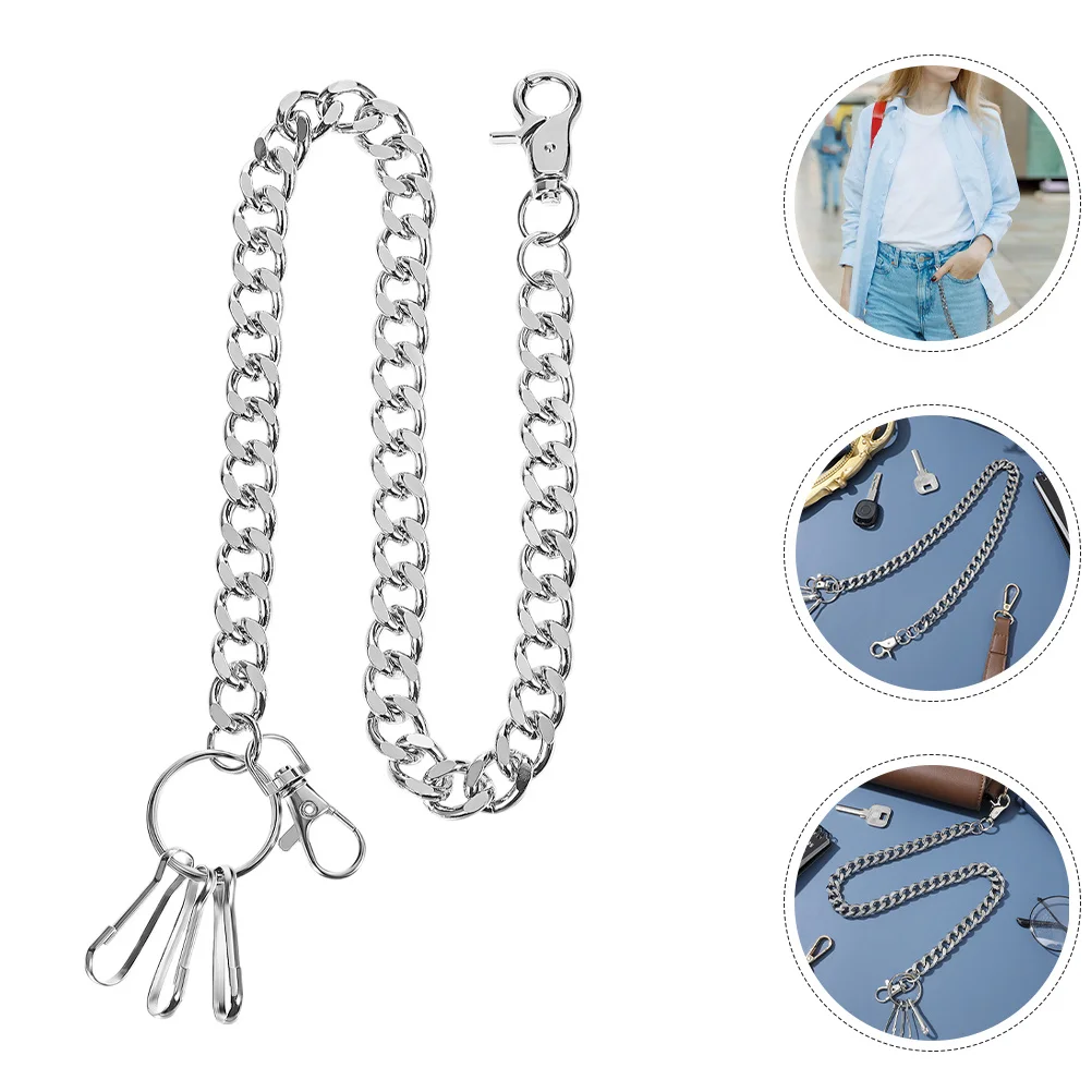 

2Pcs Metal Pants Chain Vintage Punk Style Wallet Chain for Jeans Trousers Hip Hop Accessories Men Women Belt Loop Clasp