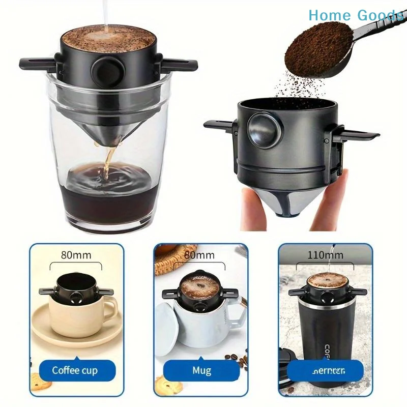 preferredLightweight Coffee Dripper Foldable Hanging Ear Filter Reusable Food Grade For Home Office Backpacking Travel Use