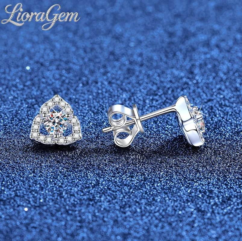 

LioraGem New Triangle-Shaped Stud Earrings, Fresh and Delicate Floral Rose Earrings for Women Platinum PT950 Stamp