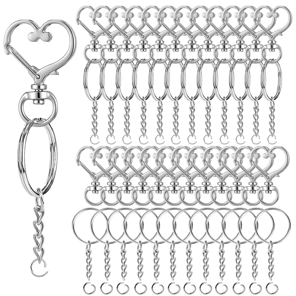 15/30 Sets Heart-Shaped Rotating Keychains with Chains