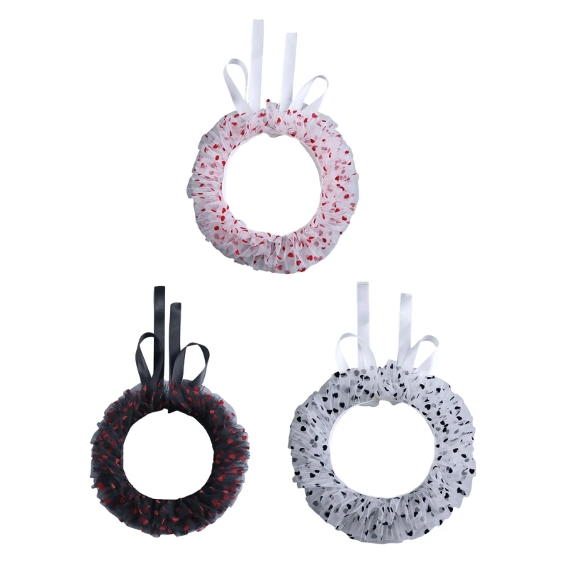 X5XA High Neck Decorative Collar with Flat-Stitched Mesh Layers and Heart Pattern for Women Workdays, Dates, Parties, and