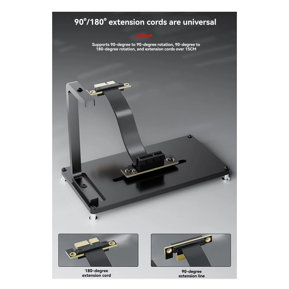 Digital Essentials PCIeX4 Extension Cable Bracket Graphics Card Mounting Bracket 150mm PCI-EX1 Extension Cable Holder 90-180 Deg