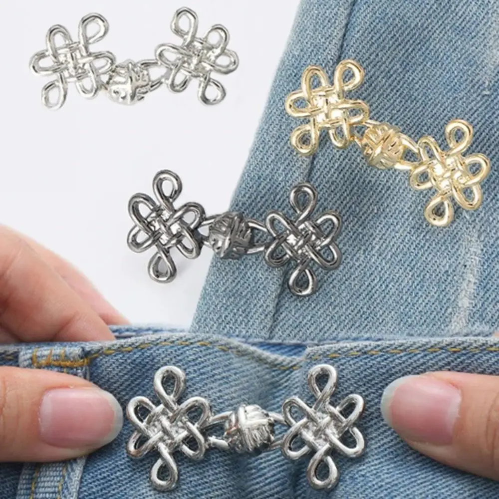 Chinese Knotting Chinese Knot Button Tightener Button Clasps Waist Buckle Jean Fit Tighten Buckles Gold Waist Clip