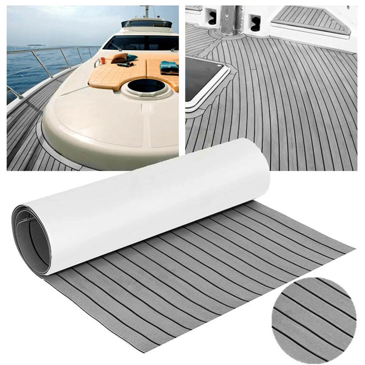 Espuma EVA autoadhesiva para suelo de barco, almohadilla antideslizante de imitación de teca marrón, 2400x600x6mm, accesorios para suelo marino