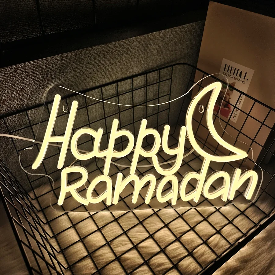 

Led Neon Light For Art Wall Sign, Ramadan Mubarak Decorations, Eid Supplies,USB Powered,Happy Ramadan Neon Sign For Wall Decor