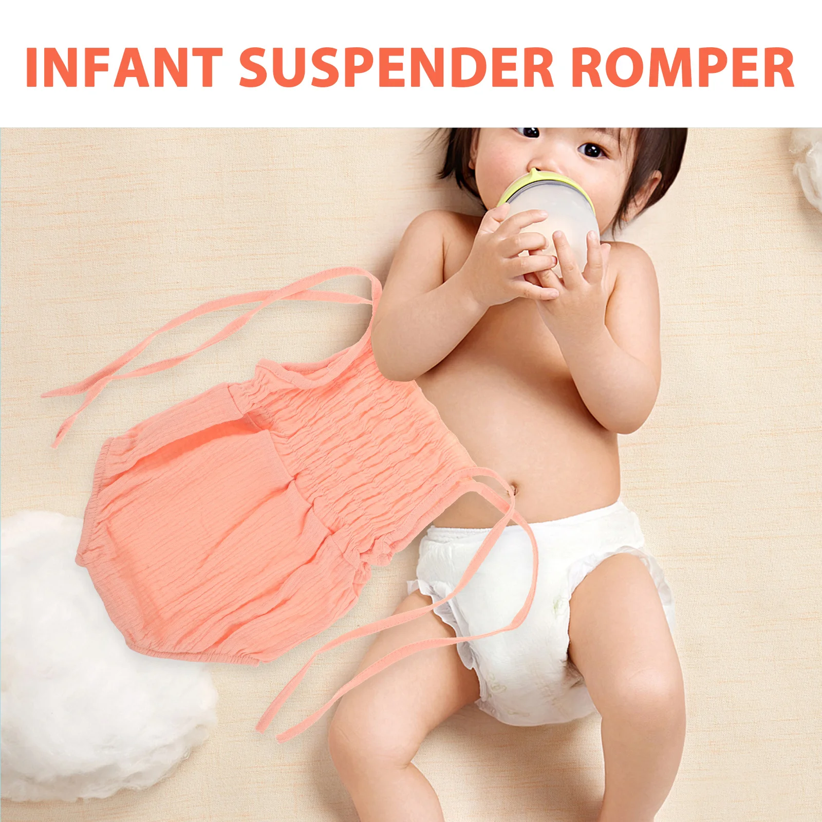 

Baby Cotton Linen Romper 0-3 Months Non Sleeve Outfit Comfortable Soft Adjustable Shoulder Stylish Jumpsuit Summer Clothing