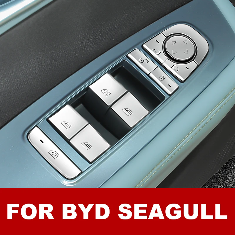 Car Styling Window Lift Button Switch Panel Cover Stickers Trim For Byd Seagull 2023 2024 Auto Accessories