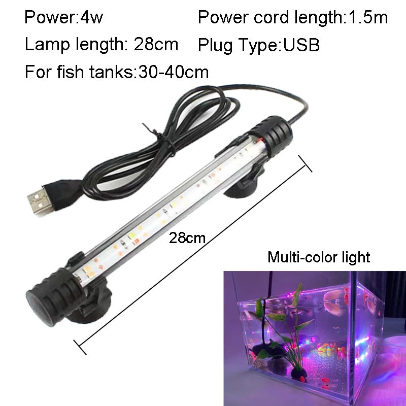 18-58cm USB Plug Aquarium Licht LED Waterdicht Aquarium Licht Onderwater Verlichting Dompelpompen Lamp Plant Grow Lamp 110-240V
