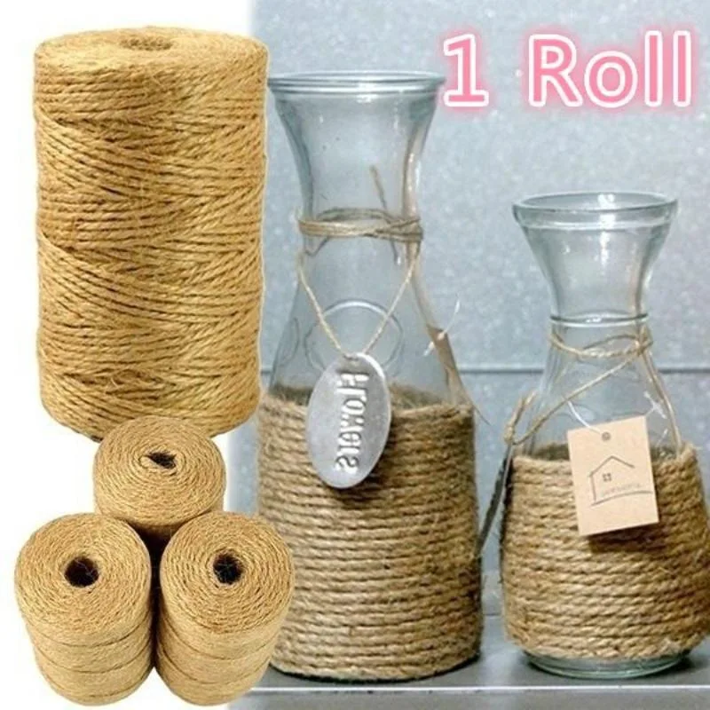 Cordel de Yute Natural de 100 Metros, 2 mm, para Envolver, Decoración de Bodas, Manualidades, Cuerda Trenzada para Eventos