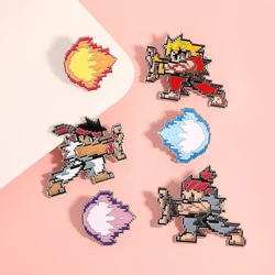 New Game GOUKI RYU KEN Enamel Pins Hadoken Brooches Wholesale