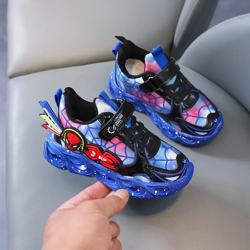 Disney Cartoon Children Luminous Shoes For Kids Sneakers Boys Girls New LED Lighted Soft Spring Baby Infant Tennis Breathable