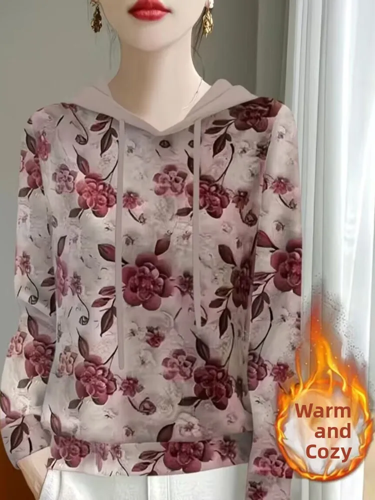 

Новая осенне-зимняя женская толстовка с капюшоном в полоску, классическая повседневная модель из вельвета, для ношения как под одежду, так и поверх нее