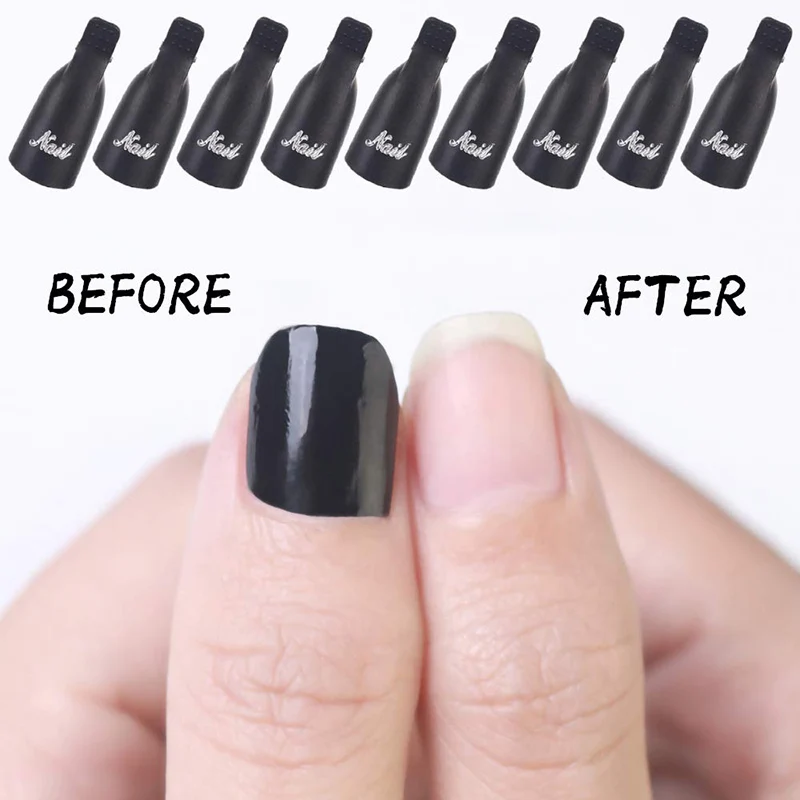 10 pezzi acrilico Nail Art Soak Off Cap Clip UV Gel Polish Remover Wraps Nail Polish Remover Clip detergente per unghie sgrassante strumenti artistici