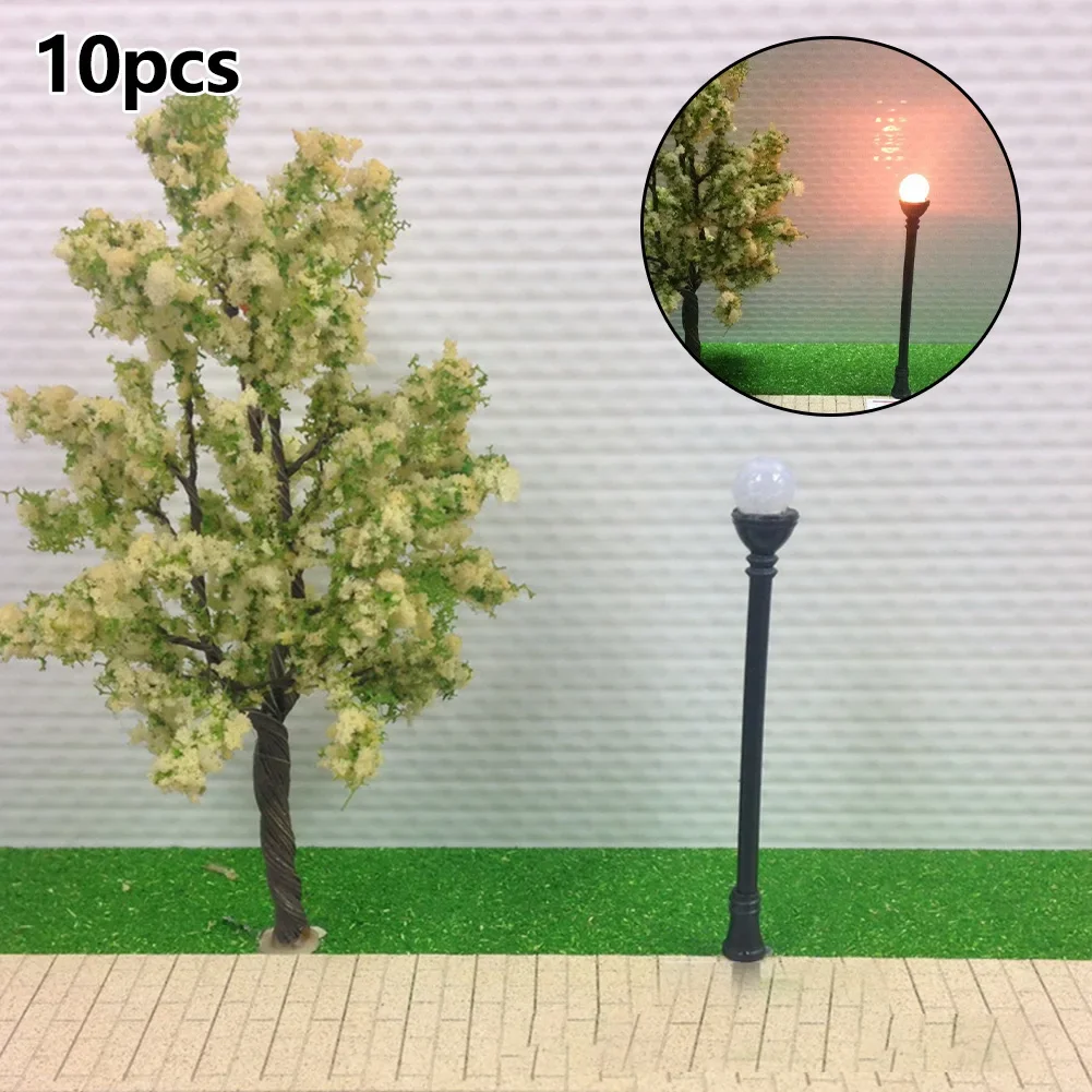 10Pcs Micro Landscape Warm White Lamp Model Railway Garden LED Street Light 1:100 Model LED Street Lamp Model Railway